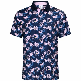 Puma X AP Spring Florals Polo Shirt - Deep Navy/Pale Pink Trendy Piece Light Casual