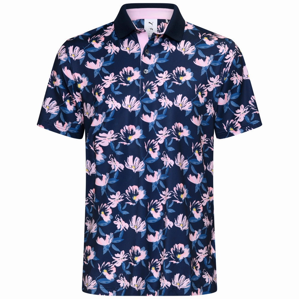 Puma X AP Spring Florals Polo Shirt - Deep Navy/Pale Pink Trendy Piece Light Casual
