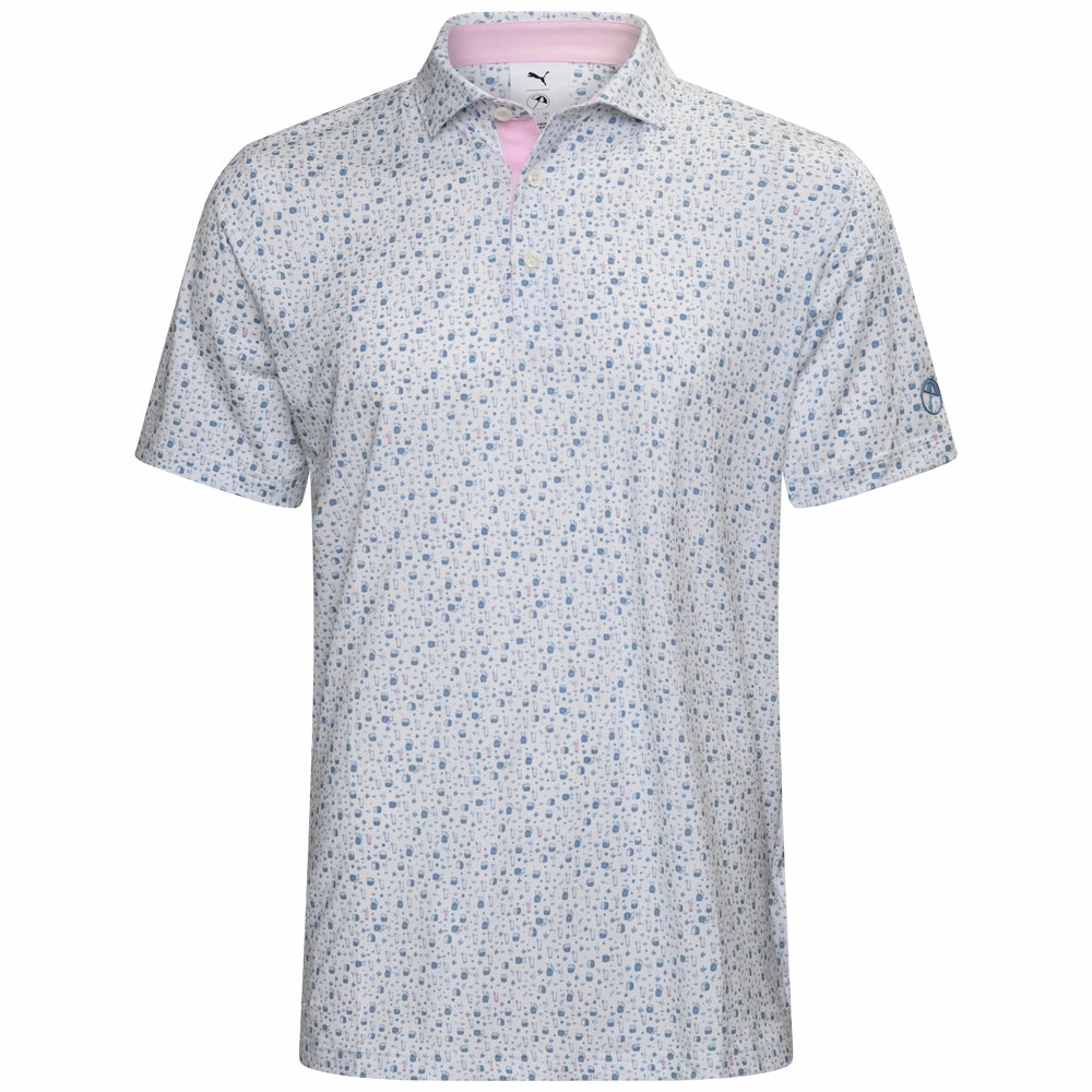 Puma X AP Tea Time Polo Shirt - White Glow/Zen Blue semi-formal style