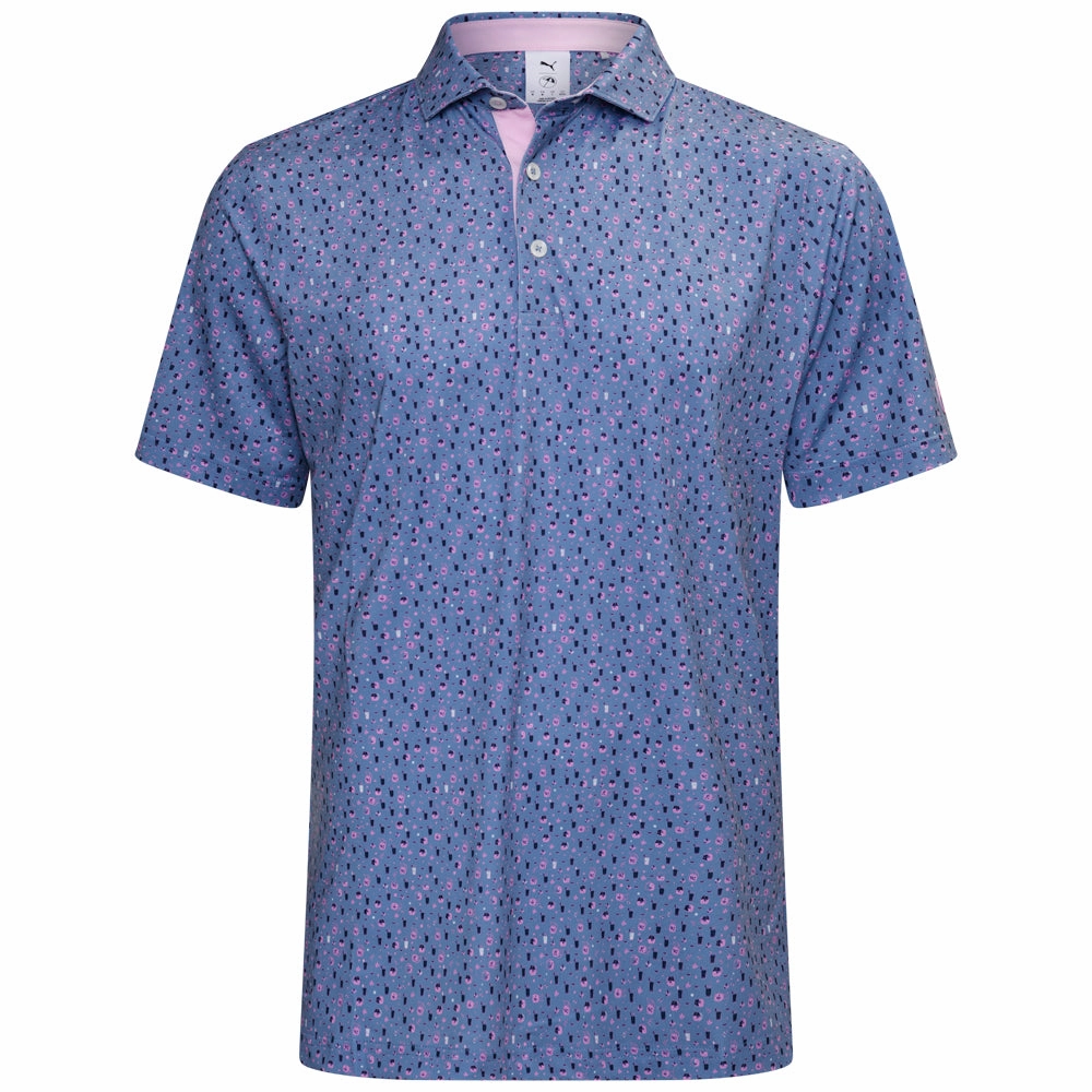 Puma X AP Tea Time Polo Shirt - Zen Blue/Pale Pink Holiday Style Fuzz Free Surface