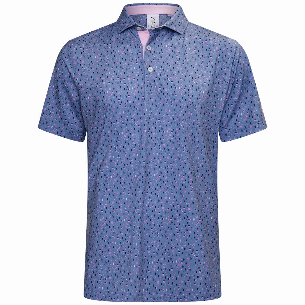 men's clothing Puma X AP Tea Time Polo Shirt - Zen Blue/Pale Pink