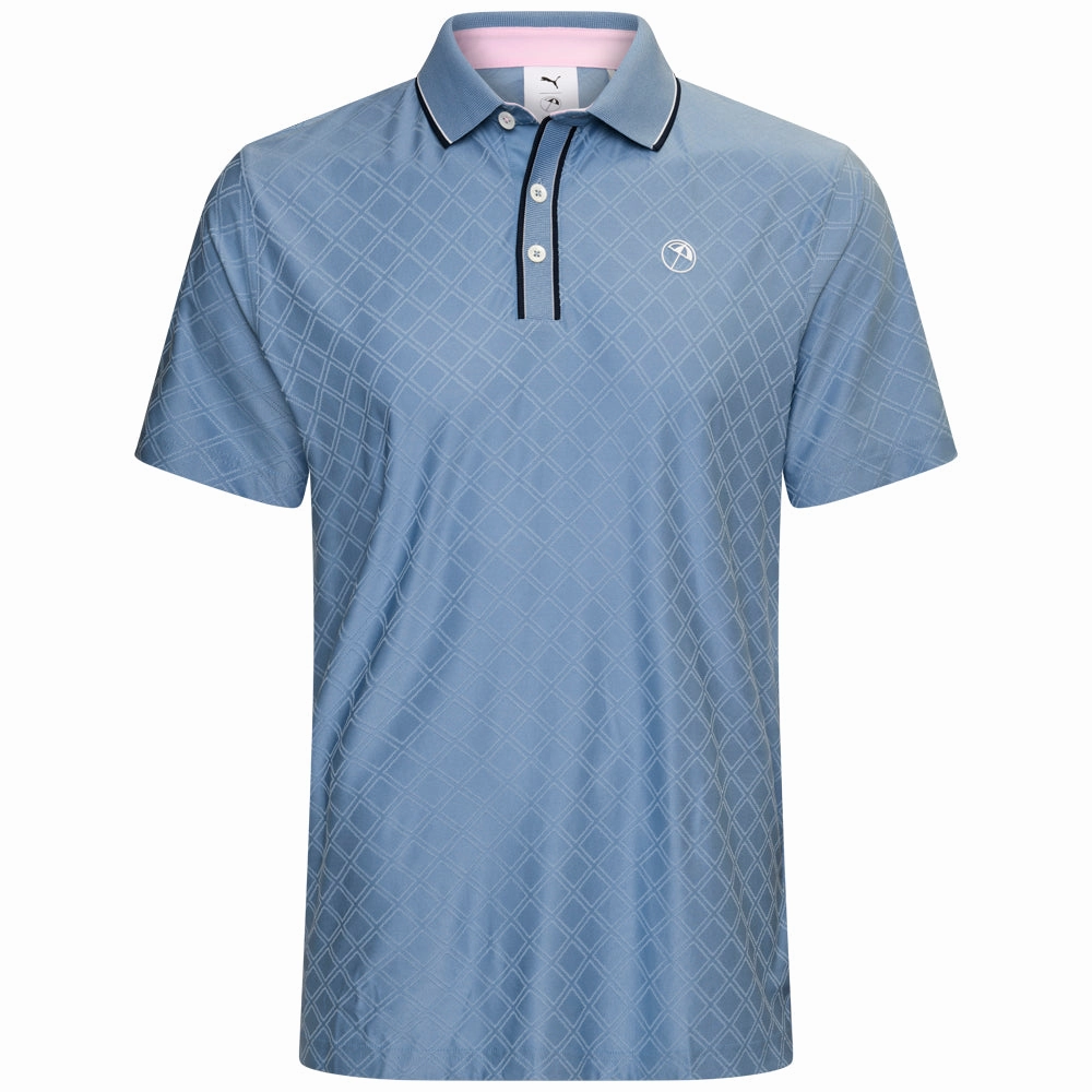 Anti Perspiration Lining Active Style Trend Puma X AP Tipped Jacquard Polo Shirt - Zen Blue