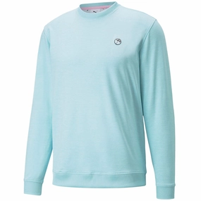 Puma x Arnold Palmer Cloudspun Crewneck Sweater - Light Aqua Heather Fashion Piece Velvet