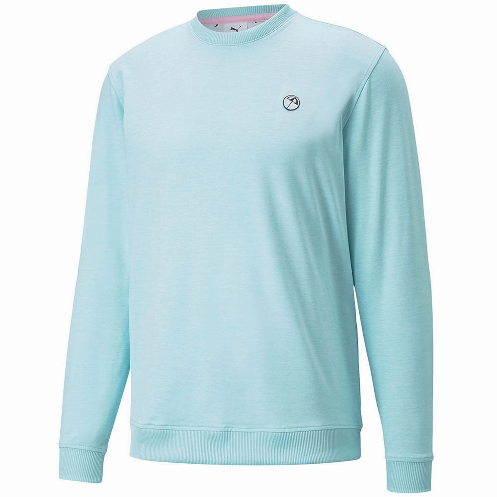 Puma x Arnold Palmer Cloudspun Crewneck Sweater - Light Aqua Heather Fashion Piece Velvet