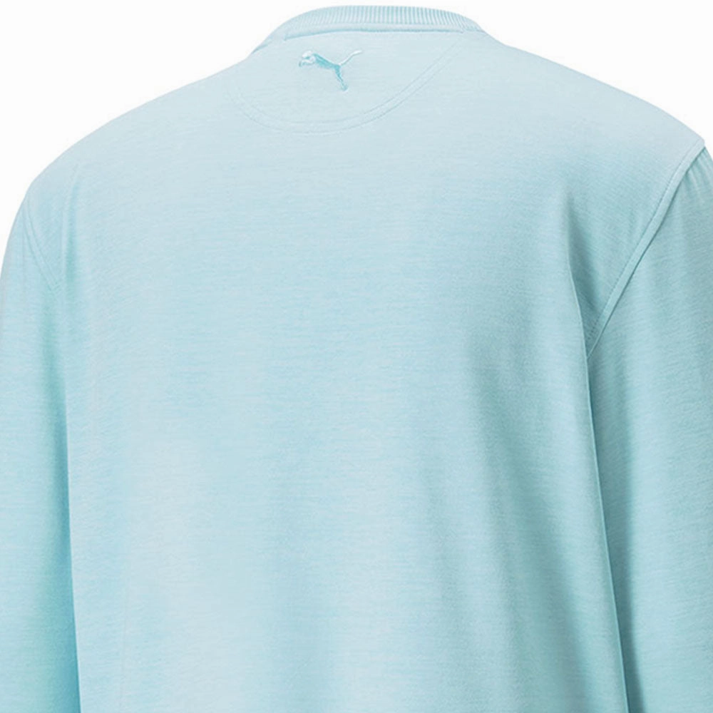 Puma x Arnold Palmer Cloudspun Crewneck Sweater - Light Aqua Heather scarf accents