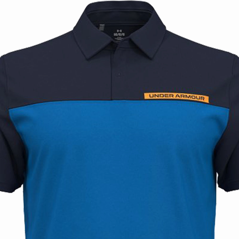 Under Armour T2G Color Block Polo Shirt - Photon Blue/Midnight Navy/Nova Orange Everyday Layering