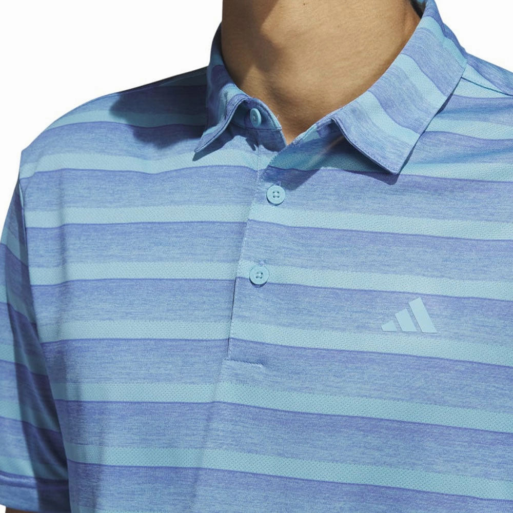 spring fashion adidas 2 Colour Stripe Polo Shirt - Blue Fusion/Preloved Blue