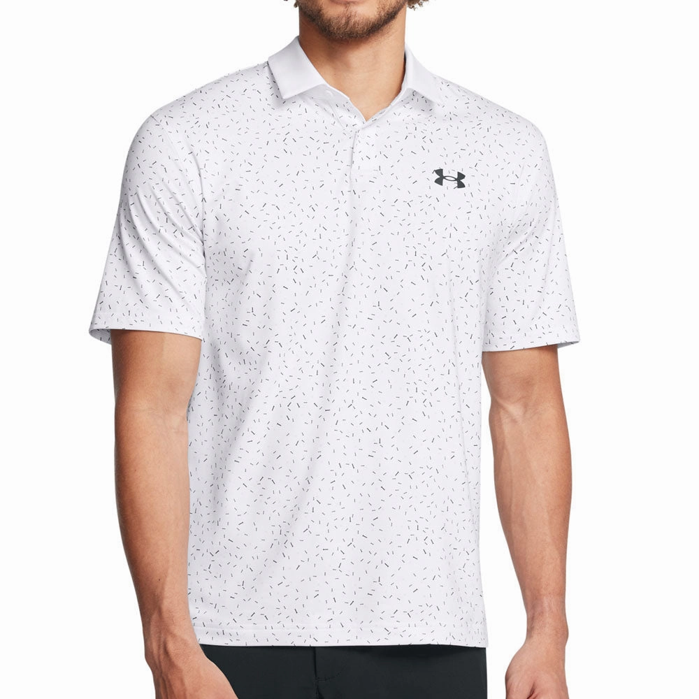Under Armour T2G Printed Polo Shirt - White/Black Minimal Fashion Easy-Going Style