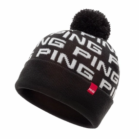 Breathable mesh Ping Logo Bobble Hat - Black/White