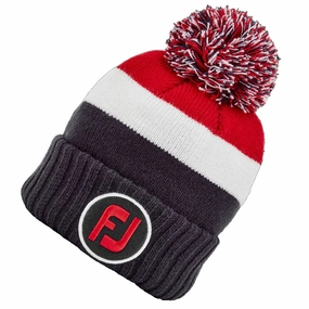 Perfect for Travel FootJoy FJ Bobble Beanie Hat - Navy/White/Red