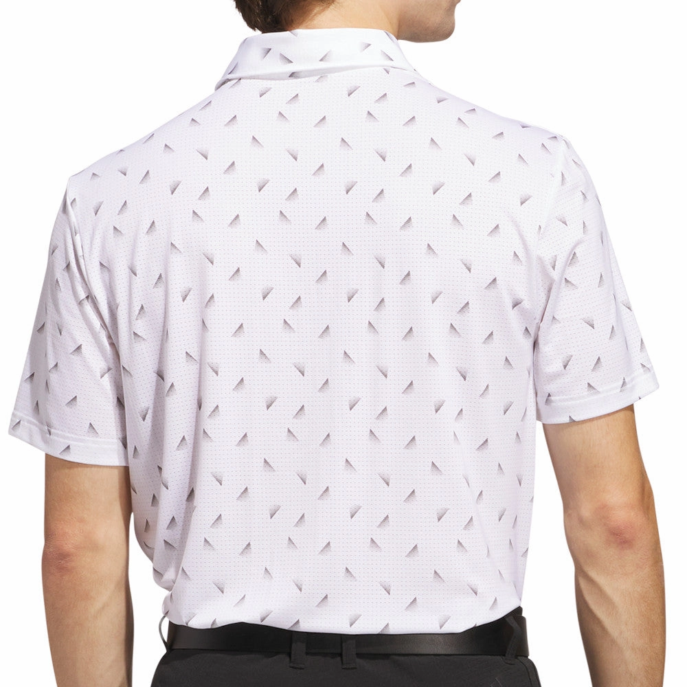 adidas Ultimate365 Printed Mesh Polo Shirt - White/Black Stretchable Collar Band
