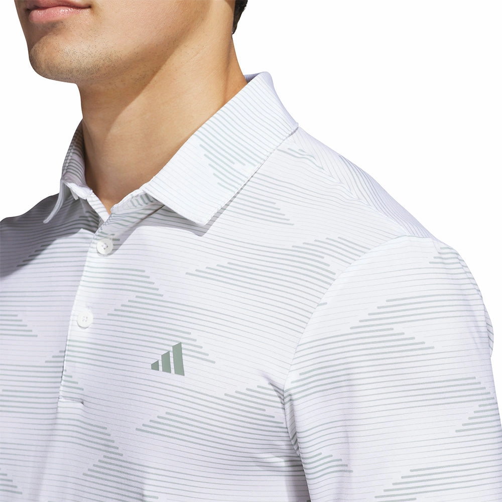 adidas Ultimate365 Speed Stripe Polo Shirt - White/Silver Green NonIrritating Fabric Wool combination