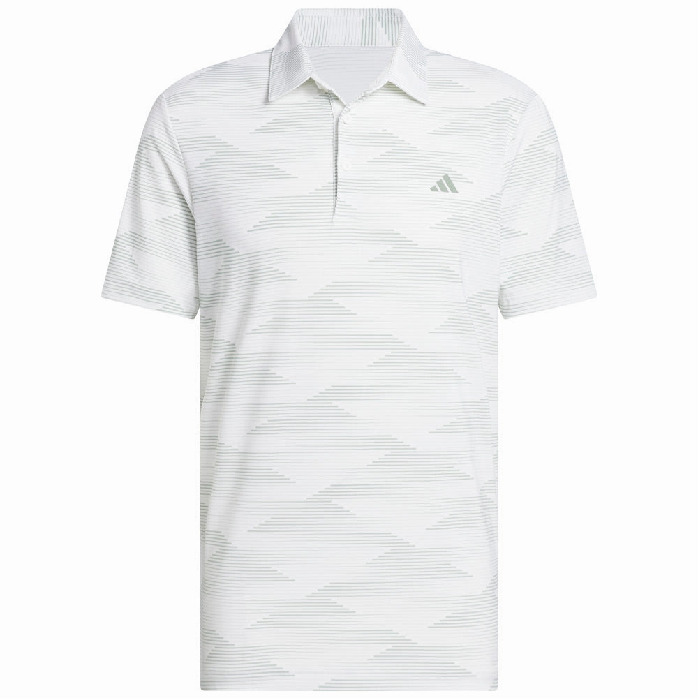 adidas Ultimate365 Speed Stripe Polo Shirt - White/Silver Green Weekend Comfort Fresh Look