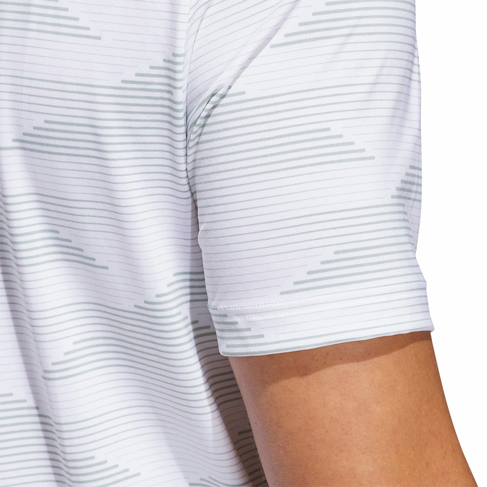 adidas Ultimate365 Speed Stripe Polo Shirt - White/Silver Green Buttery Soft Fabric Simple and Chic