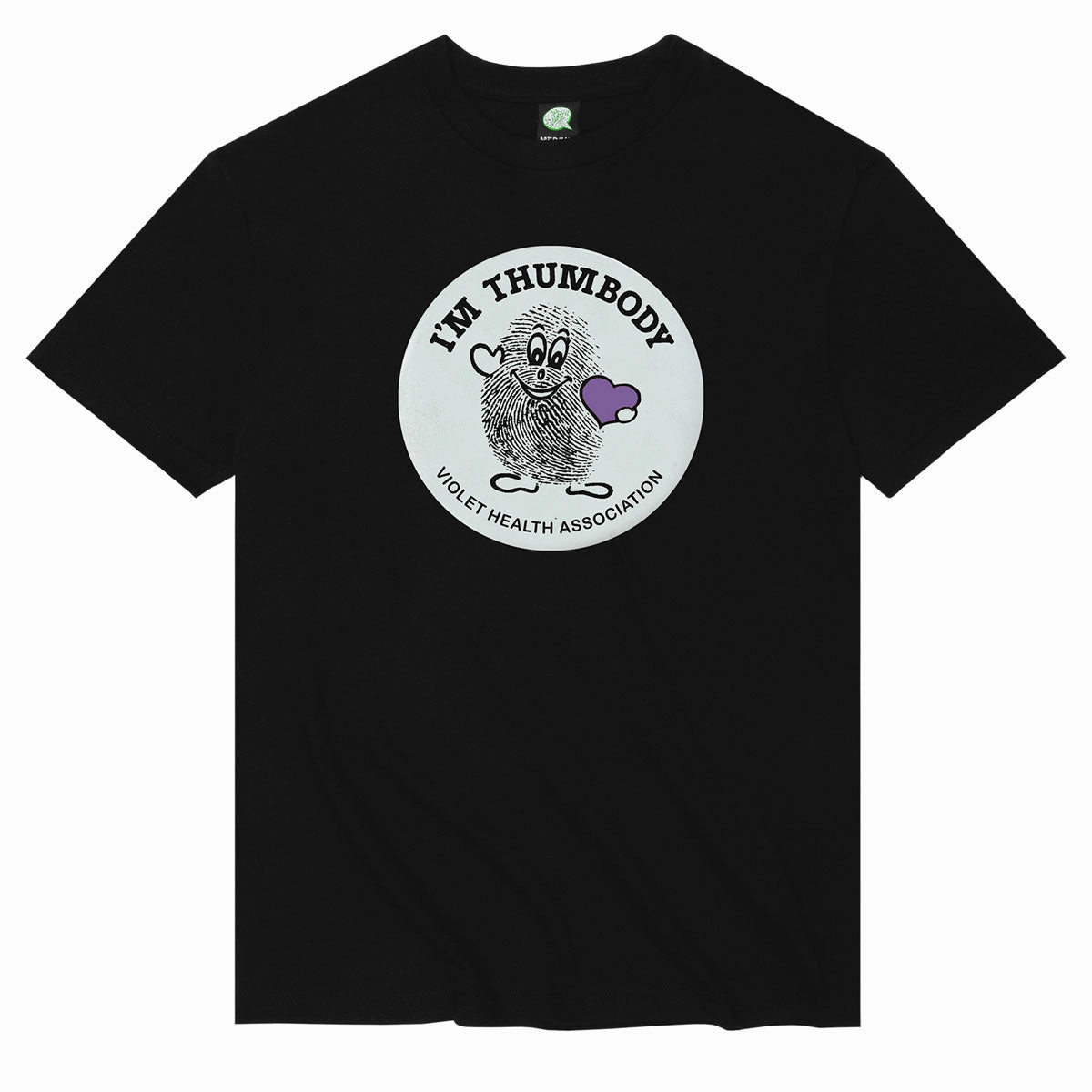 Seamless Edging Anti Perspiration Lining Violet I'm Thumbody T-Shirt - Black