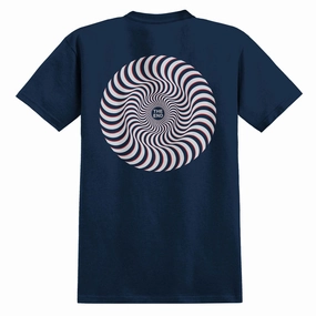 Spitfire Classic Swirl Overlay T-Shirt - True Navy/White/Red Prints Sustainable production