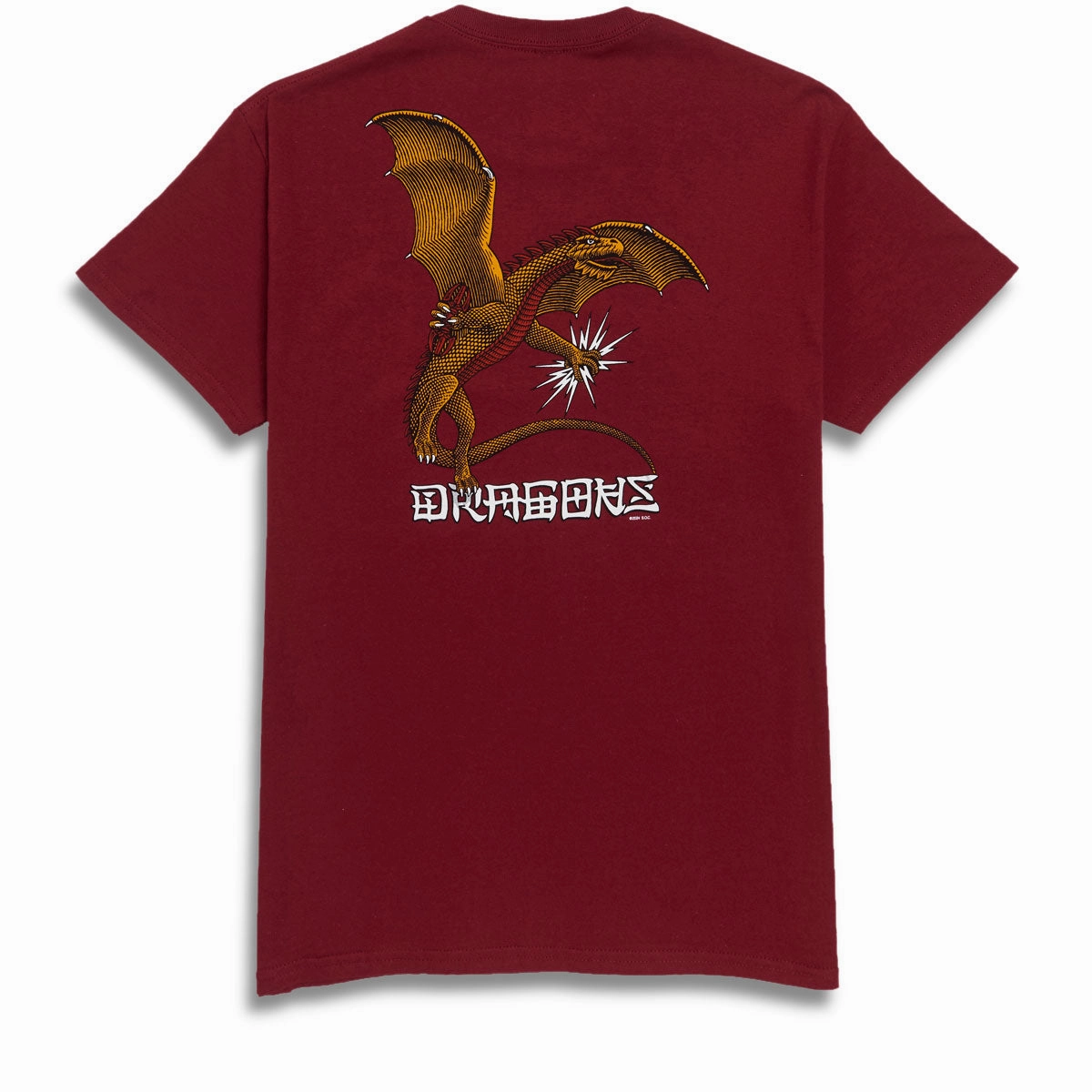 Powell-Peralta Dragons Logo T-Shirt - Burgundy EasyCareFinish MoistureWicking