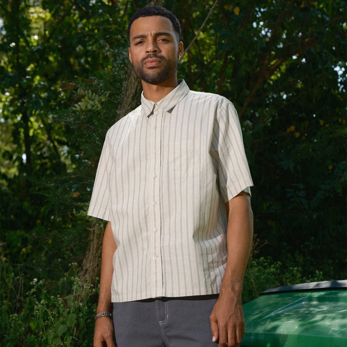 Quasi Kalvin Button Up Shirt - Tan Split hem