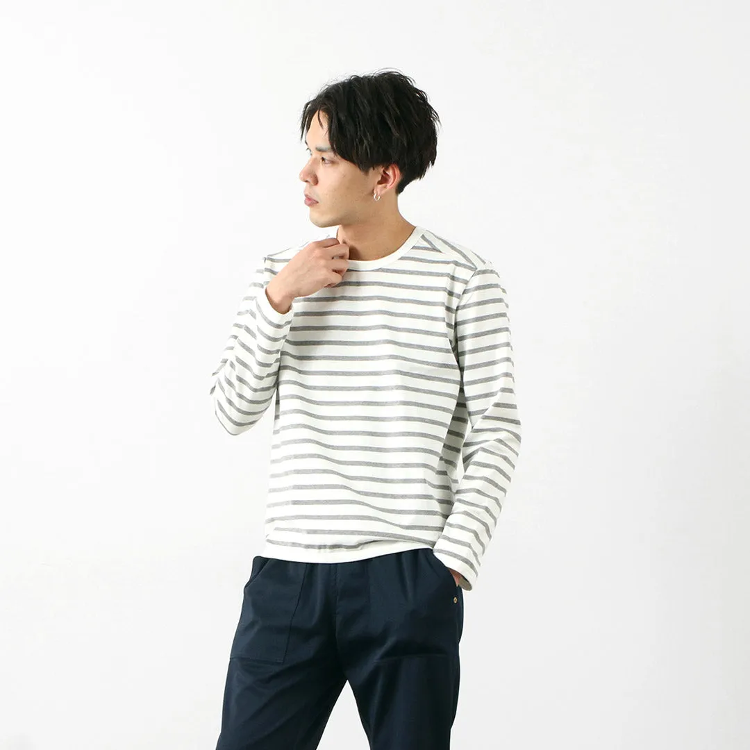 RE MADE IN TOKYO JAPAN / Perfect Inner Giza Cotton Striped Crew Neck Long Sleeve T-Shirt Drop Shoulder Design