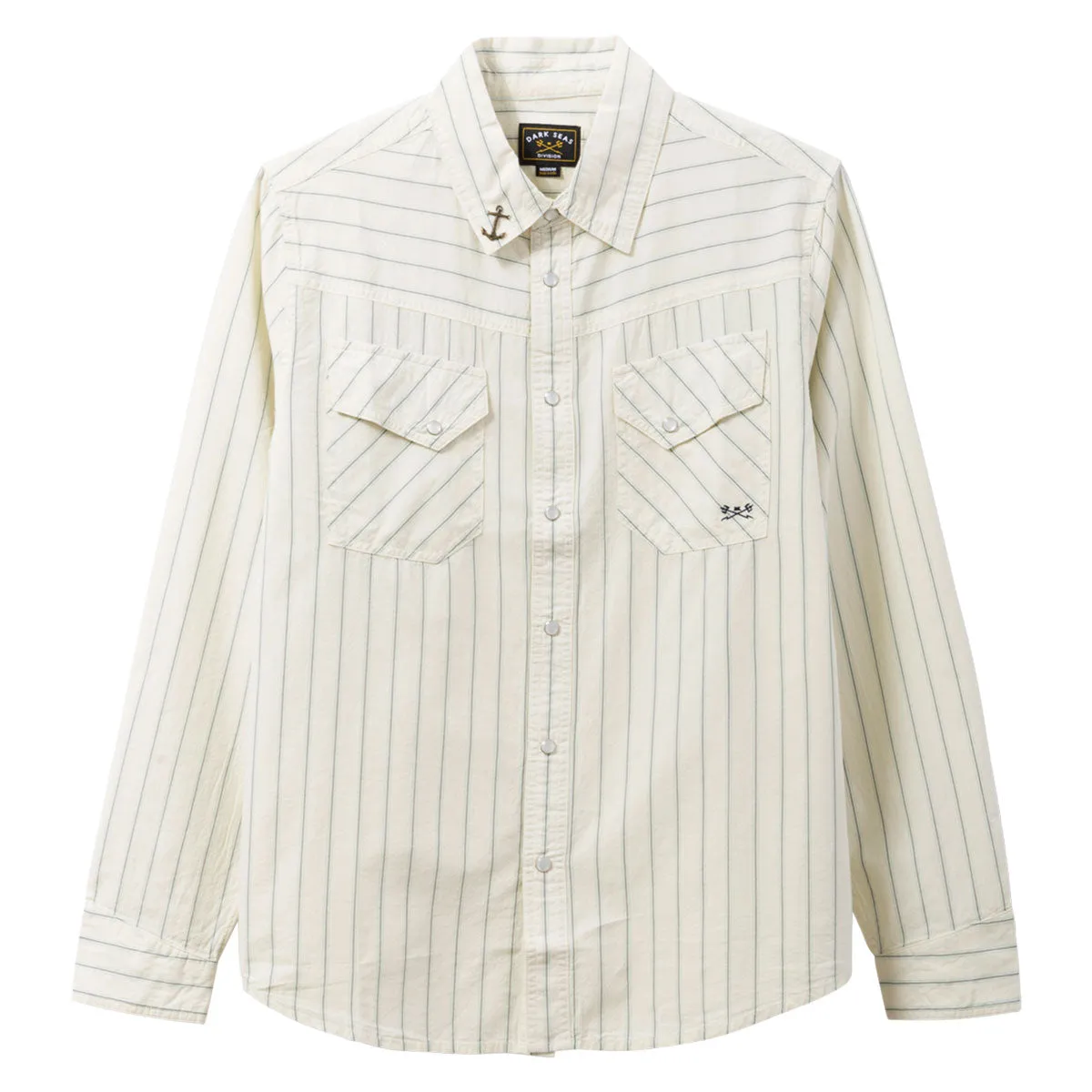 Hidden Placket Dinner Date Dark Seas Kimbro Long Sleeve Shirt - Light Grey