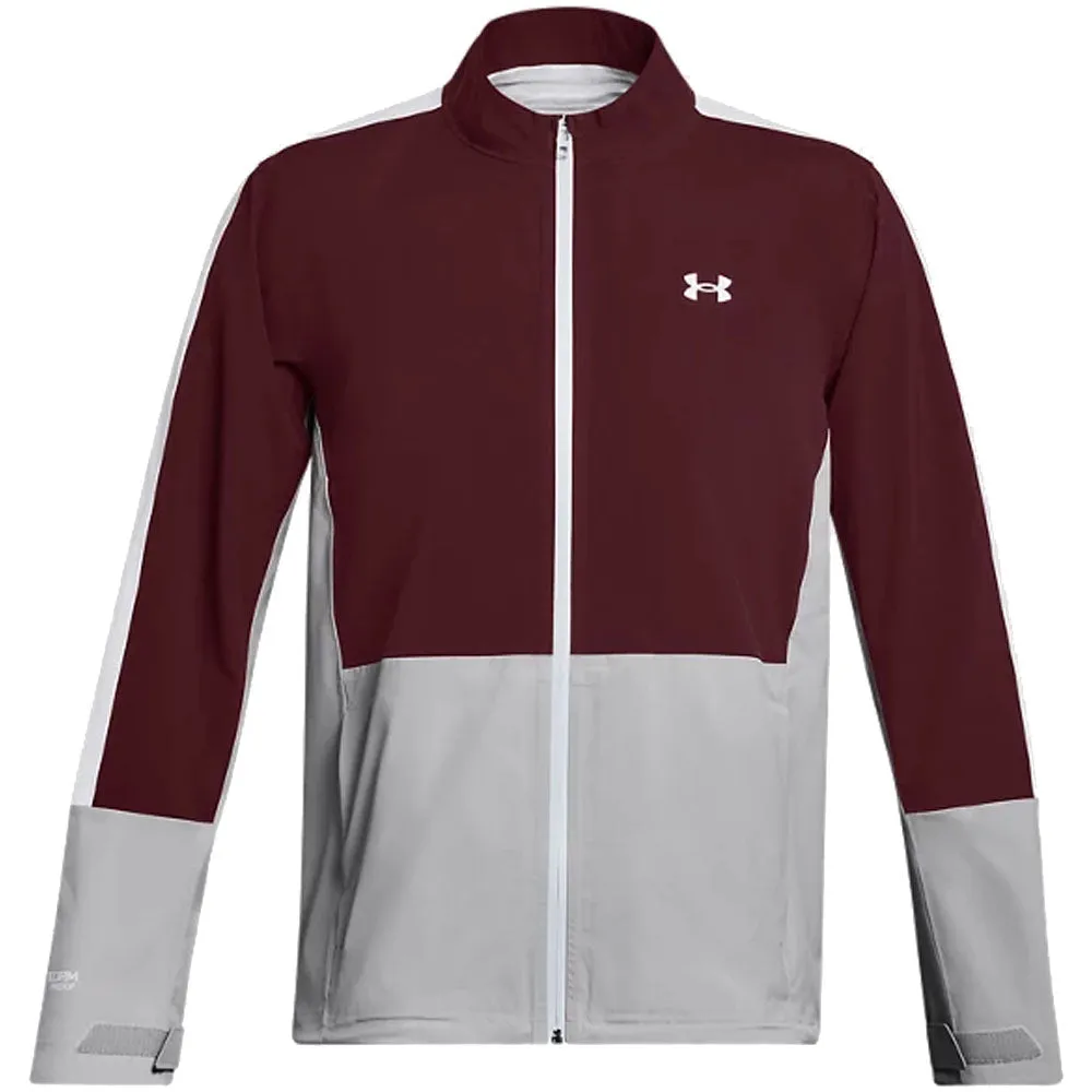 stain resistant coating Double Stitch Reinforcement Under Armour Stormproof 3.0 Waterproof Jacket - Dark Maroon/Mod Grey