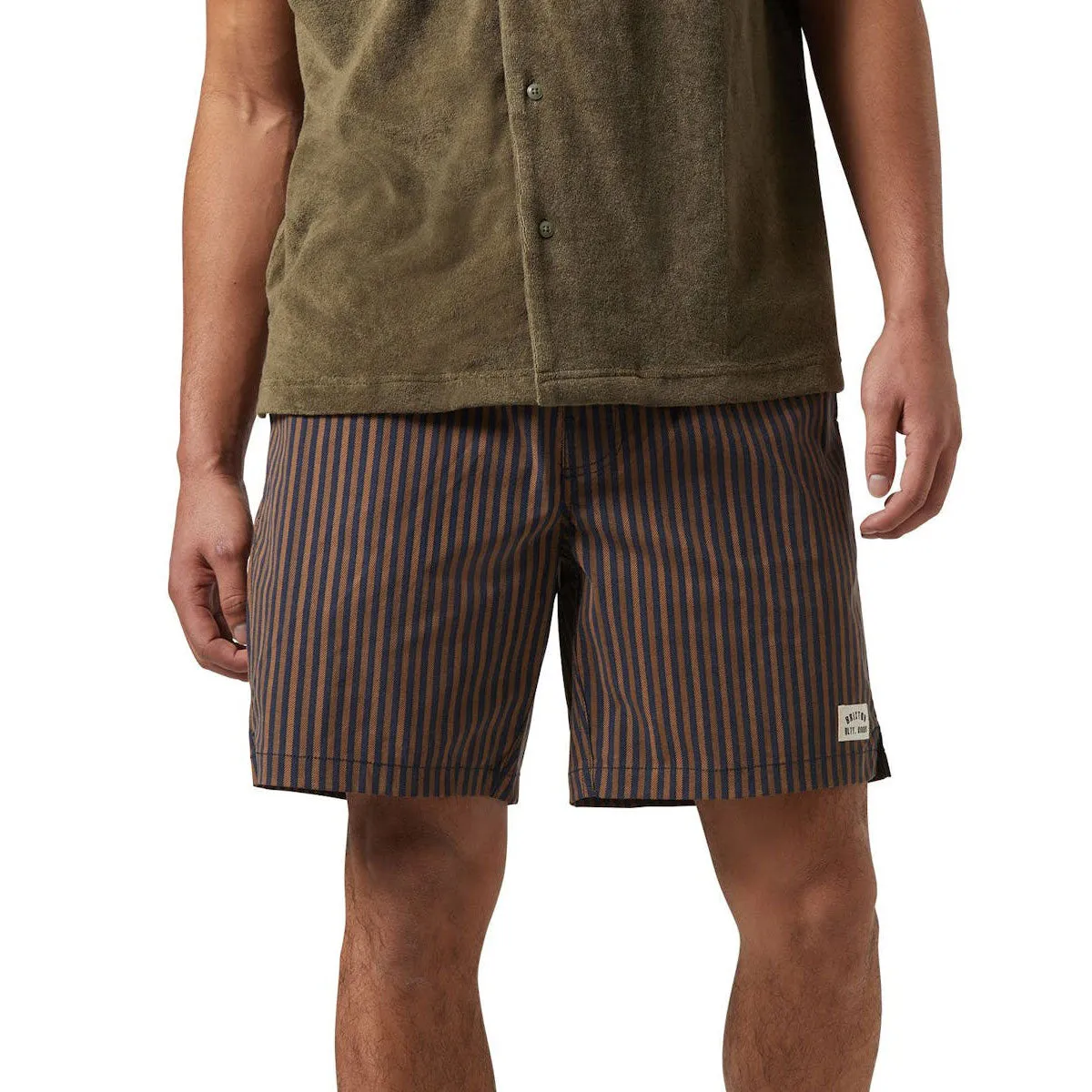 Brixton Everyday Hybrid 7 Shorts - Washed Navy/Sunbaked Herringbo fade - resistant Stretchy Waist