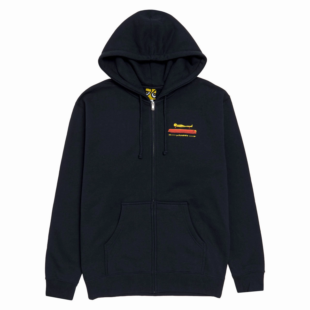 Krooked Koffin Zip Up Hoodie - Navy/Multi Trend Vibe Brushed Fleece Interior