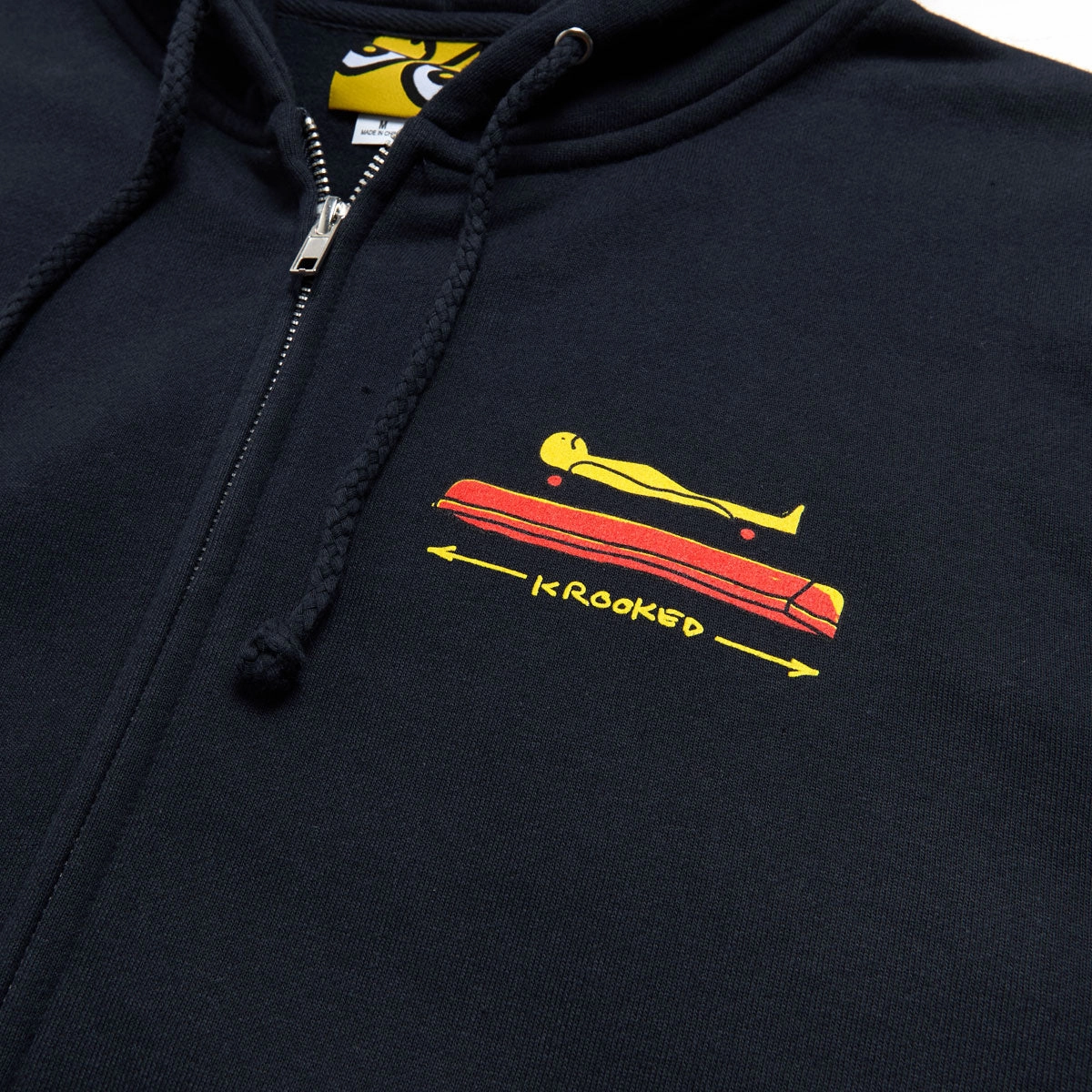 Extended Back Length Shrew like Krooked Koffin Zip Up Hoodie - Navy/Multi