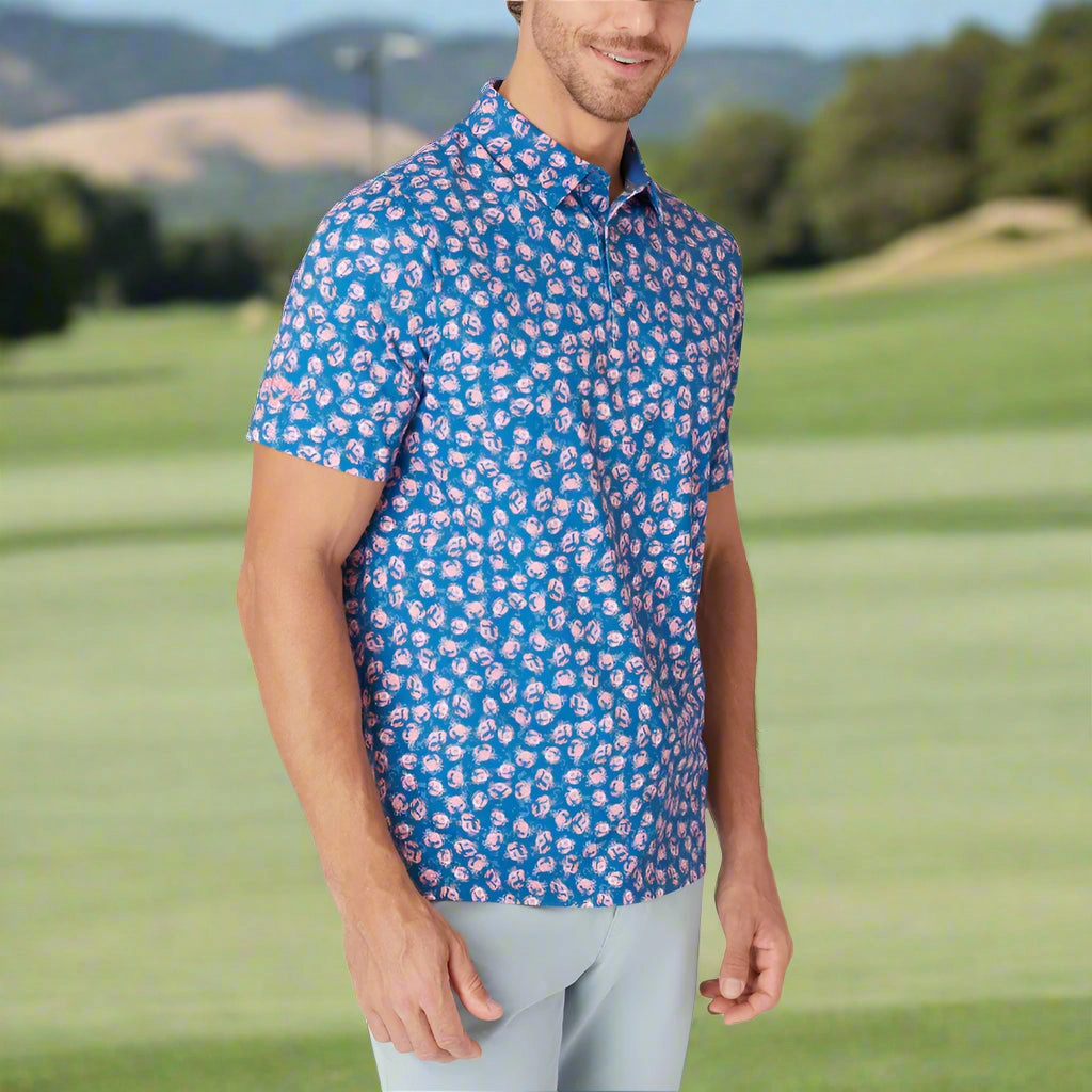 Callaway Crab Novelty Polo Shirt - Galaxy Blue Lint Resistant Surface All Season Wear