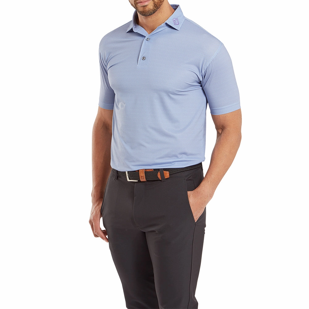 Cotton Blend FootJoy Octagon Print Lisle Polo Shirt - Mist