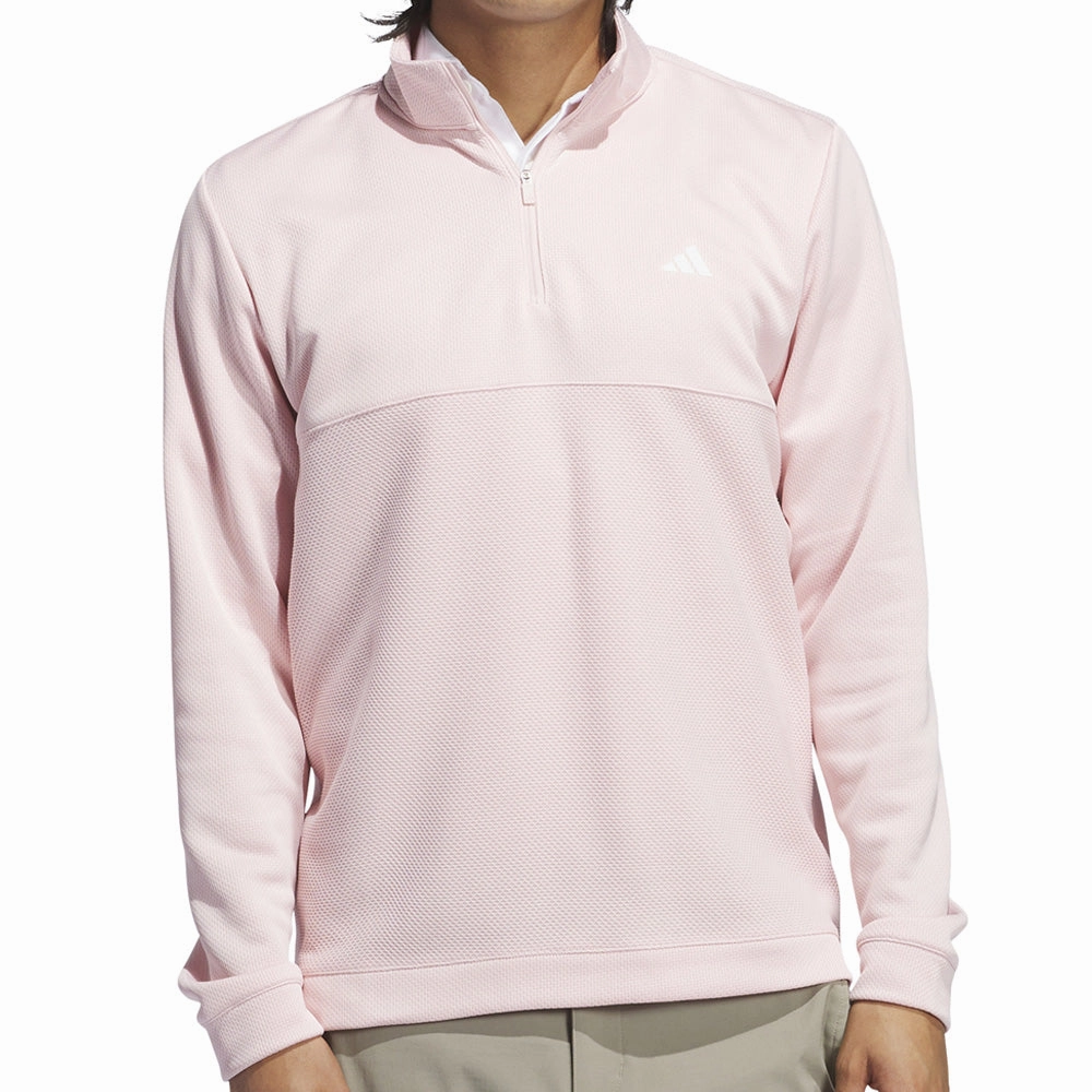 adidas Ultimate365 Textured 1/4 Zip Pullover - Sandy Pink Luxury