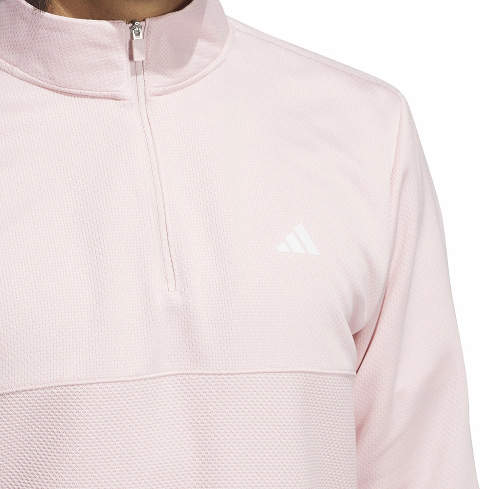 adidas Ultimate365 Textured 1/4 Zip Pullover - Sandy Pink Fashion Fit