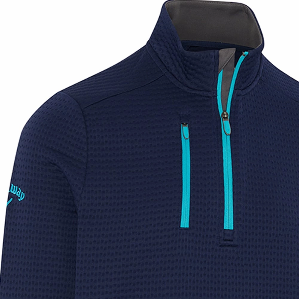 Callaway Midweight Textured 1/4 Zip Pullover - Peacoat/Scuba Blue Weekend Casual Layered Wear