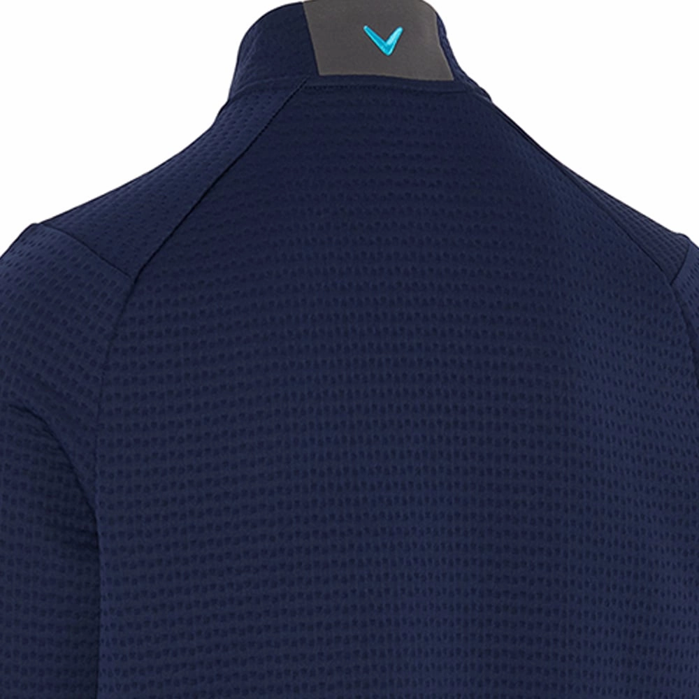 Layer Bold Timeless Minimal Callaway Midweight Textured 1/4 Zip Pullover - Peacoat/Scuba Blue