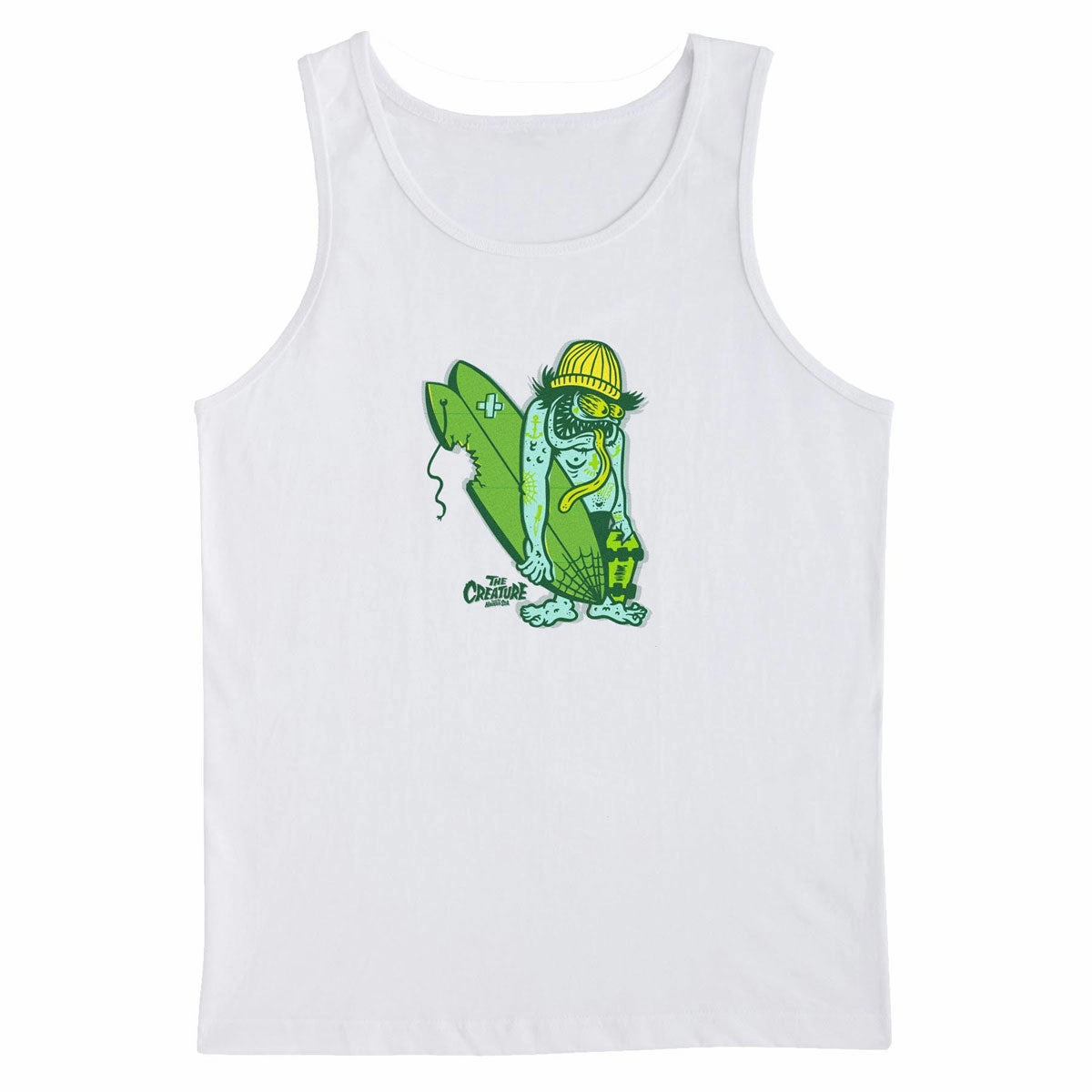 Creature Haunted Sea Tank Top - White Non Bulky Profile Ventilated Back