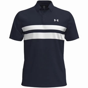 certified Under Armour Playoff 3.0 Stripe Polo Shirt - Midnight Navy/White
