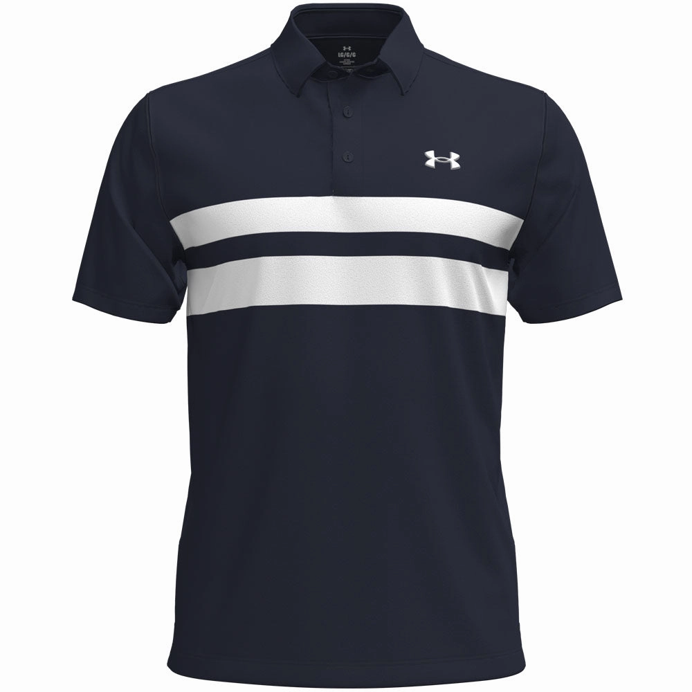 certified Under Armour Playoff 3.0 Stripe Polo Shirt - Midnight Navy/White