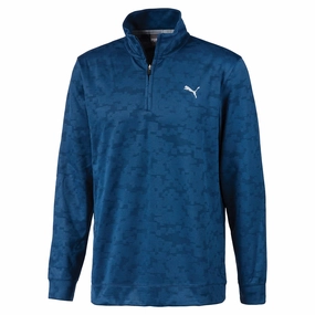 Gym Essential Puma Alterknit Digi Camo Golf 1/4 Zip - Dark Denim