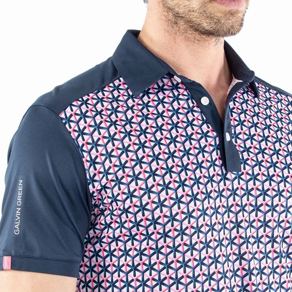 Galvin Green Mio Polo Shirt - Camelia Rose/Navy Regular fit normality