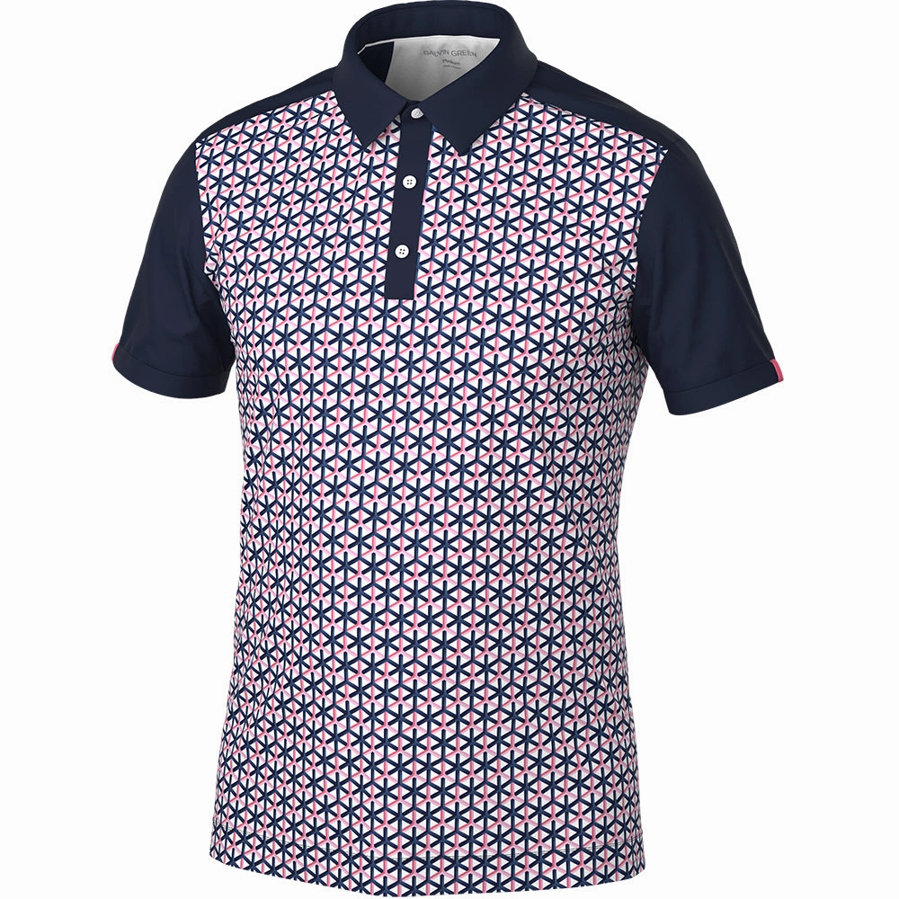 Galvin Green Mio Polo Shirt - Camelia Rose/Navy Smart Fashion