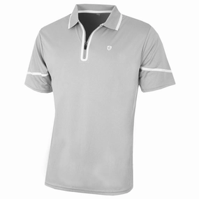 Island Green Zip Placket Polo Shirt - Grey/White Simple Comfort color blocking
