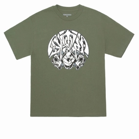 Wide Neck Opening GX1000 Dystopia Gas Mask T-Shirt - Military Green