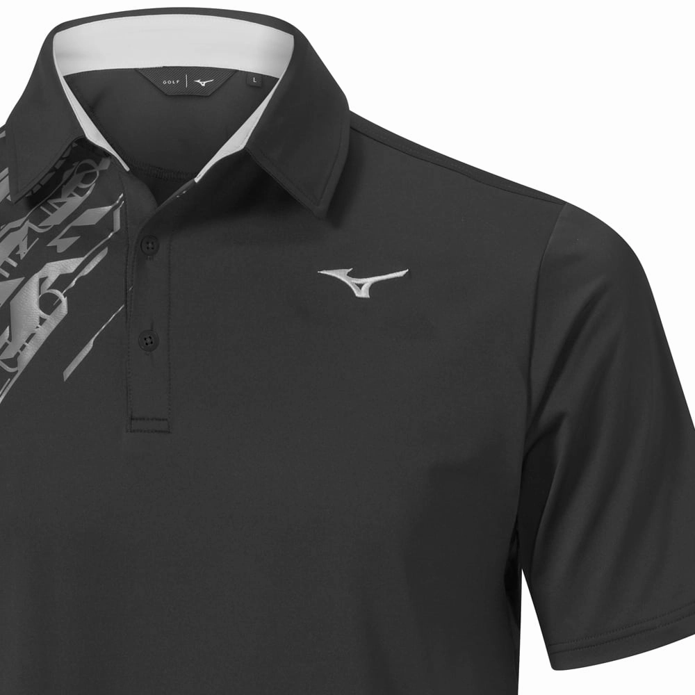 Mizuno Elite Print Polo Shirt - Black City Smart Look