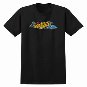 Classic Look Breathable Cotton Fabric Krooked Raptors T-Shirt - Black