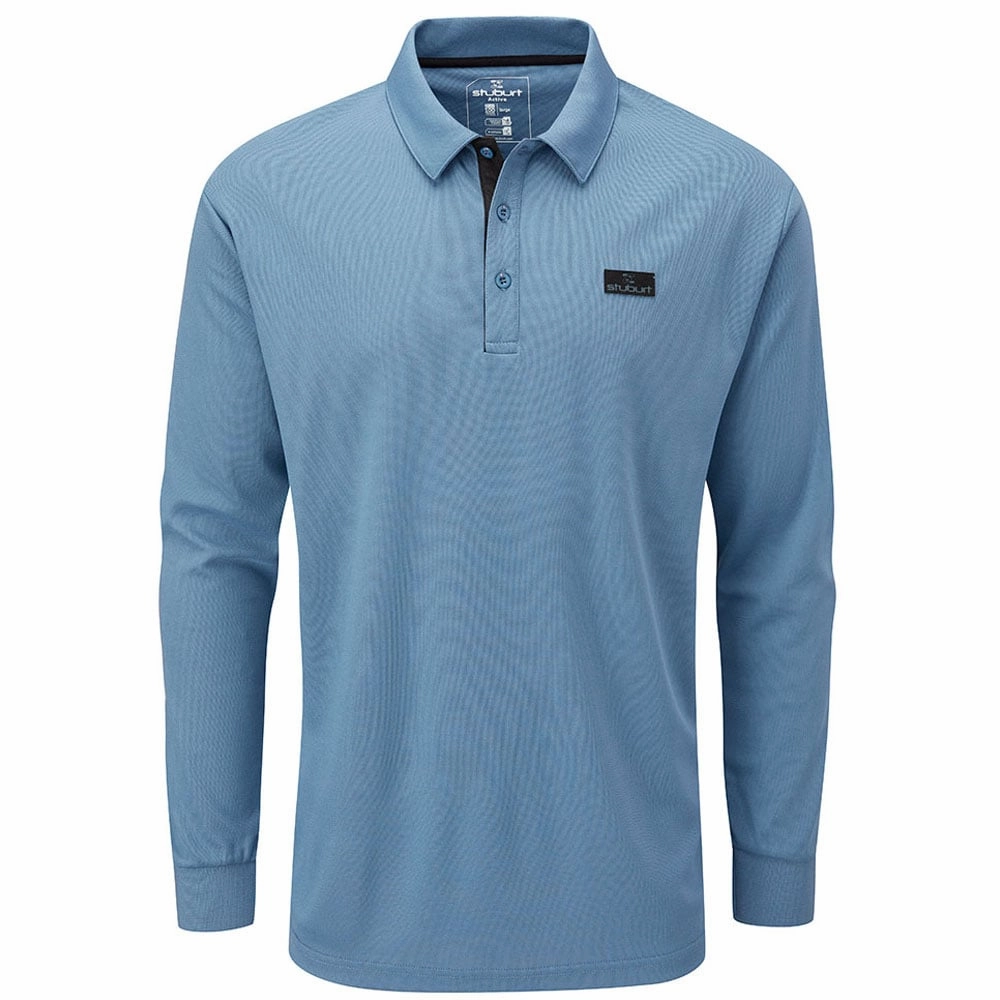 Kids clothing Autumn Wear Stuburt Active Long Sleeve Polo Shirt - Denim Blue