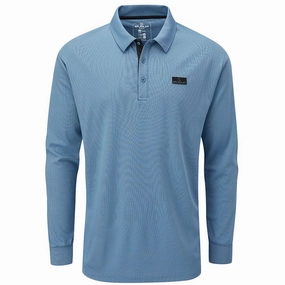 Stylish Details Rayon blend Stuburt Active Long Sleeve Polo Shirt - Denim Blue