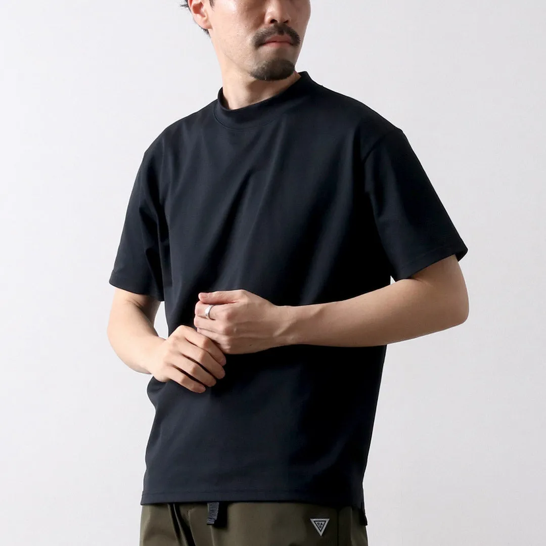 Wrinkle Resistant Texture Machine washable RAG / Soft Cool Mock Neck Short Sleeve T-Shirt