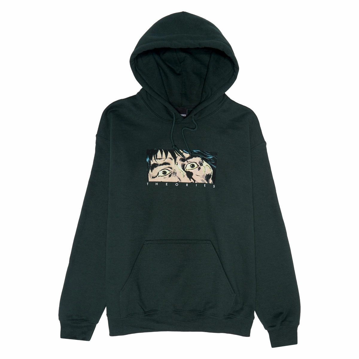 Theories Fixate Hoodie - Pine Adjustable Drawstrings Compact Knit Collar