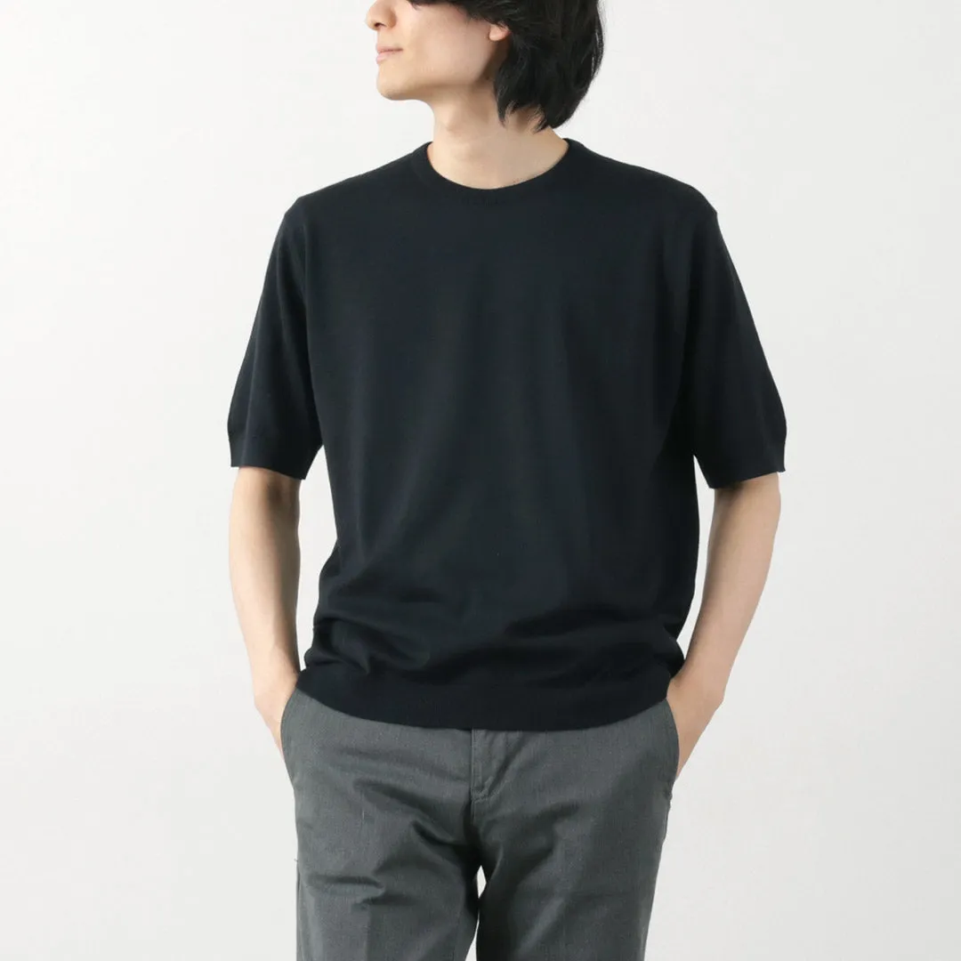 JOHN SMEDLEY / Sea Island Cotton 30 Gauge Crew Neck Knit Casual Chic Wear Chic Casual Wear