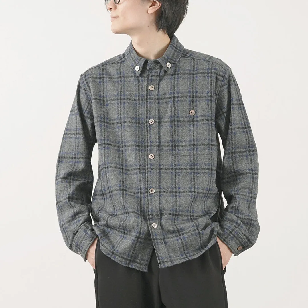 RE MADE IN TOKYO JAPAN / Craft Wool Plaid CPO Button Down Shirt Sustainable Manufacturing Process